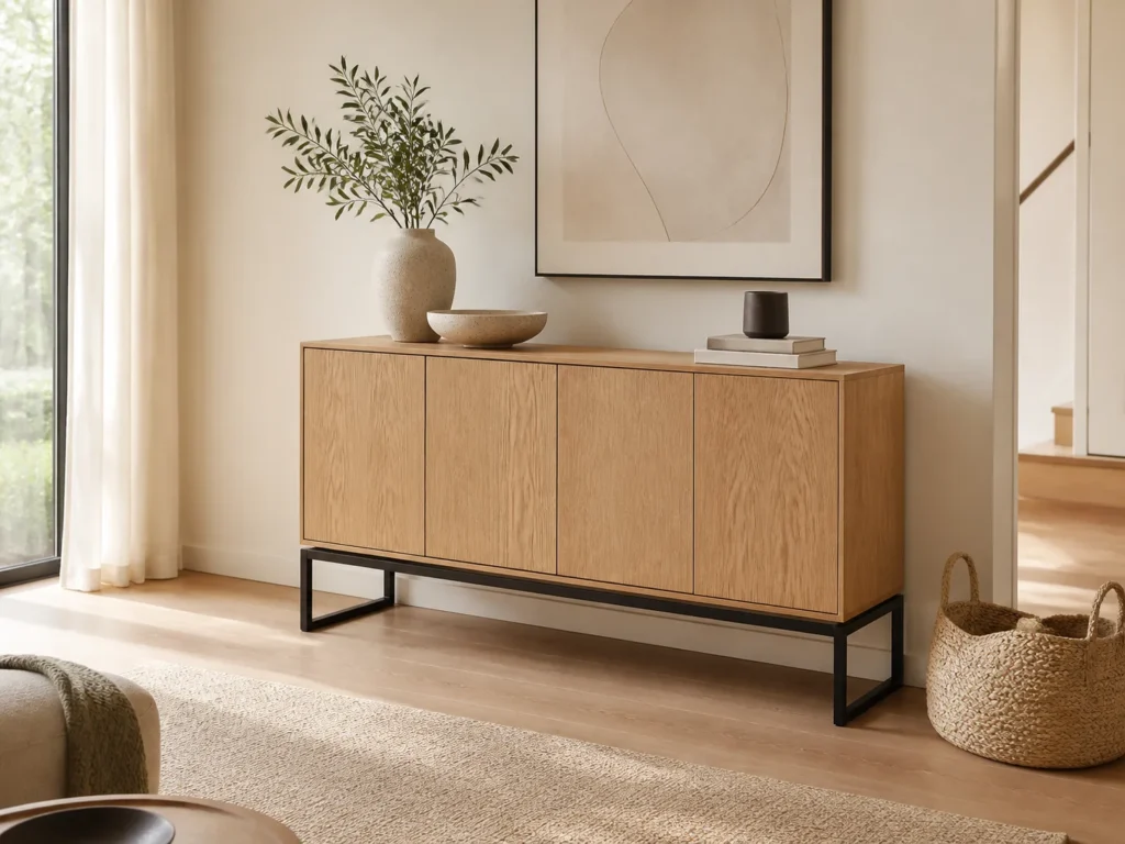 Vale Console Cabinet in natural oak finish