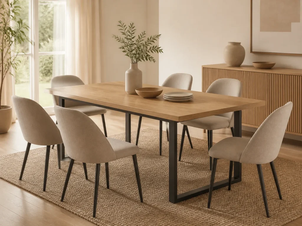 Elara Dining Table in natural oak finish
