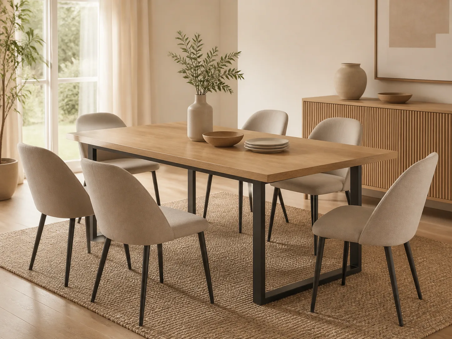 Elara Dining Table in natural oak finish